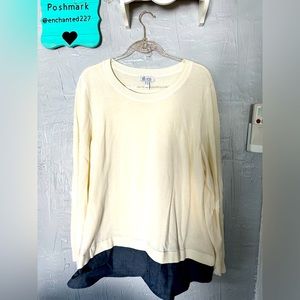 Denim & Co sweater with faux under layer women’s size 1x
